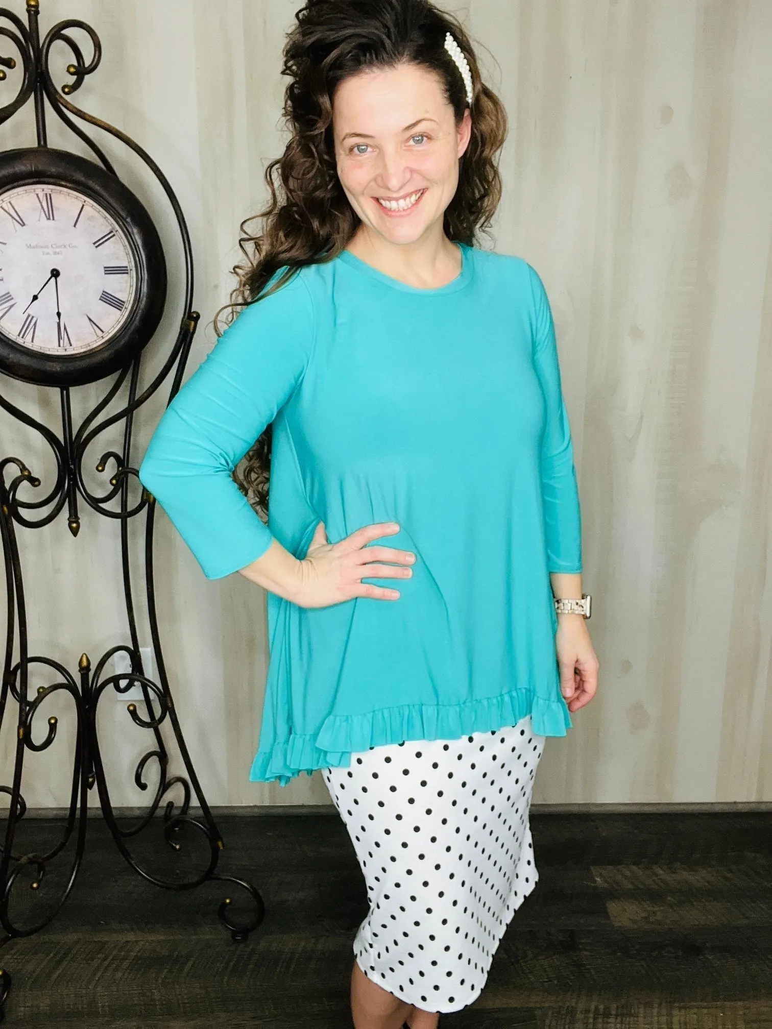 Samantha Ruffle High-Low Tunic-Jade