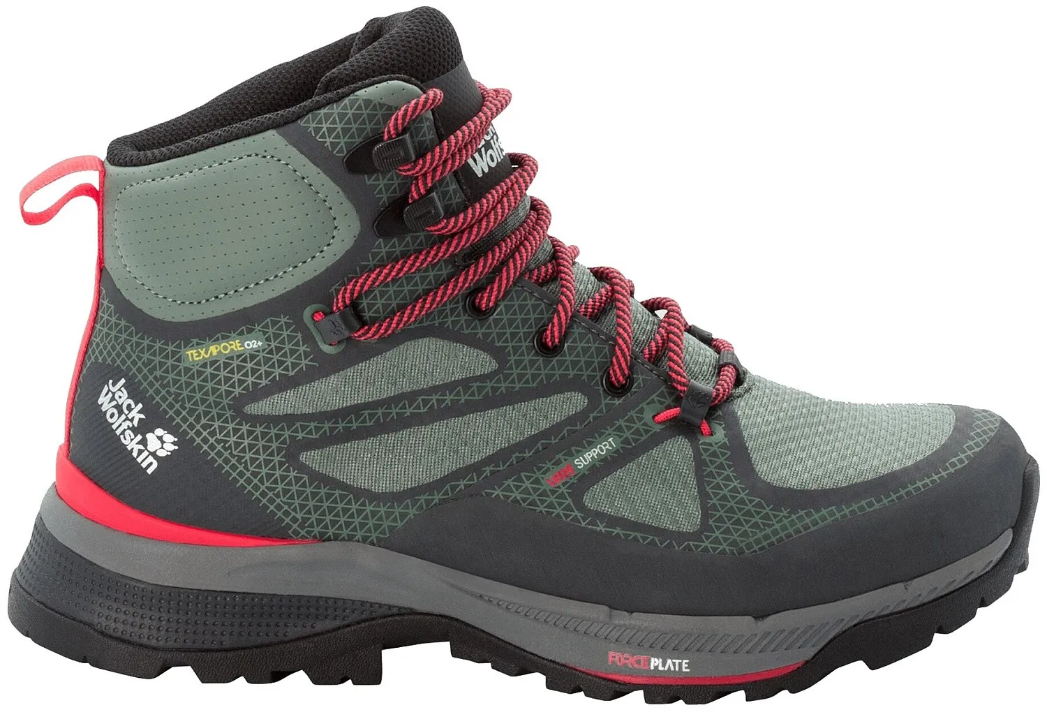 shoes Jack Wolfskin Force Striker Texapore MID W - Lime/Dark Green - women´s