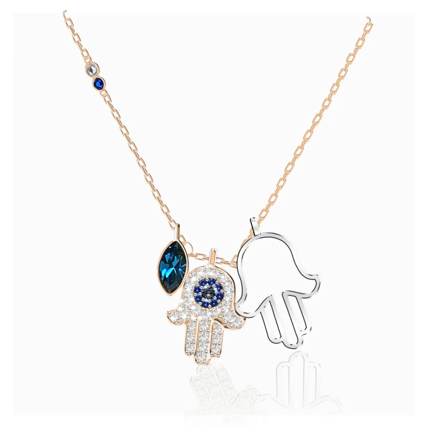 Swarovski Necklace DUO HAMSA HAND Pendant, Multi-Colored - 5396882