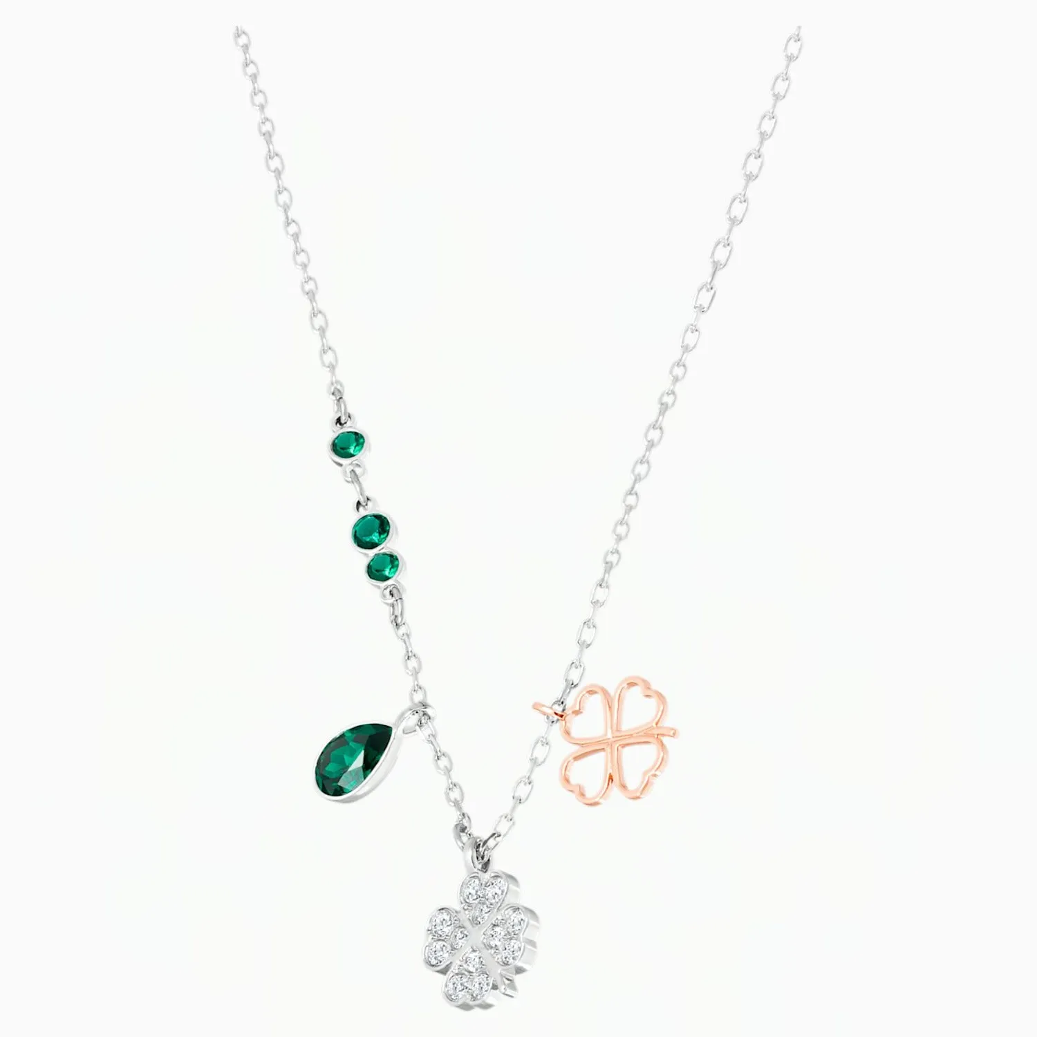 Swarovski SYMBOLIC CLOVER PENDANT, Emerald, Mixed Metal -5535554