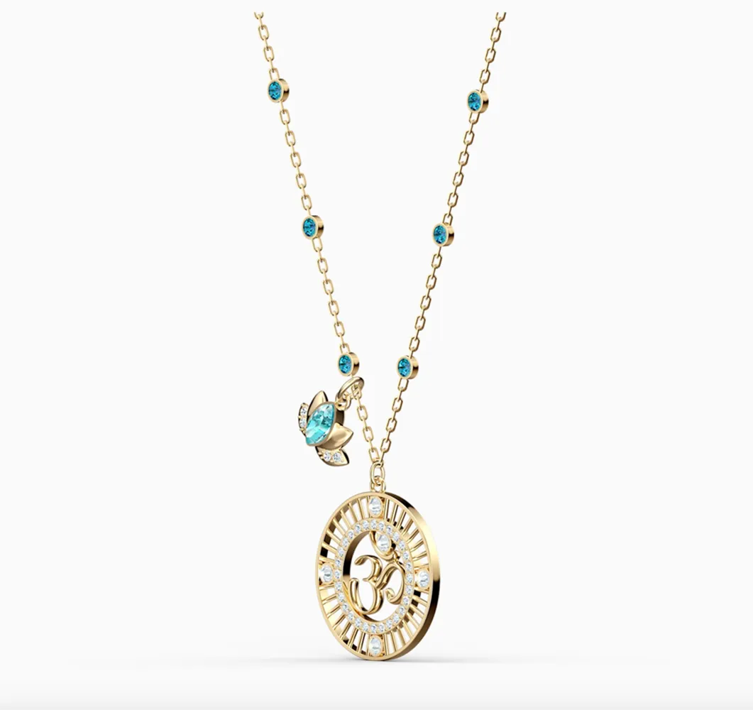 Swarovski SYMBOLIC LOTUS OM PENDANT, Green, Gold Tone - 5521451