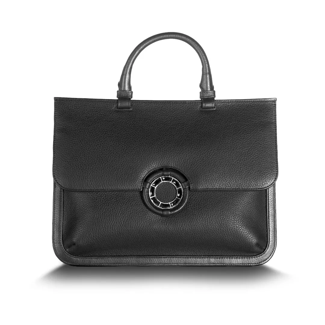 Sydney Convertible Satchel - Black Leather, Onyx Grommet