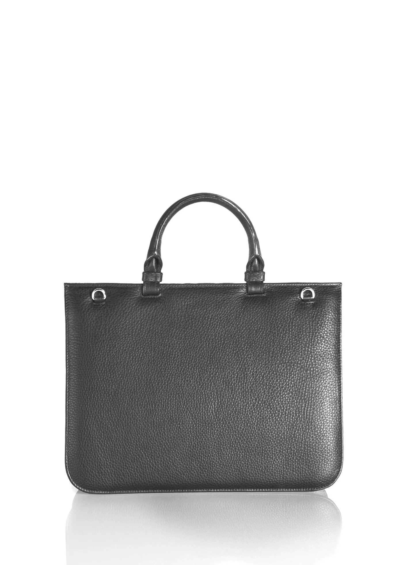 Sydney Convertible Satchel - Black Leather, Onyx Grommet