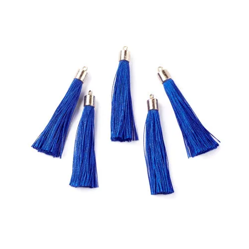 Tassels, Polyester, With Gold Cap, Blue, 58-65mm