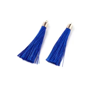 Tassels, Polyester, With Gold Cap, Blue, 58-65mm