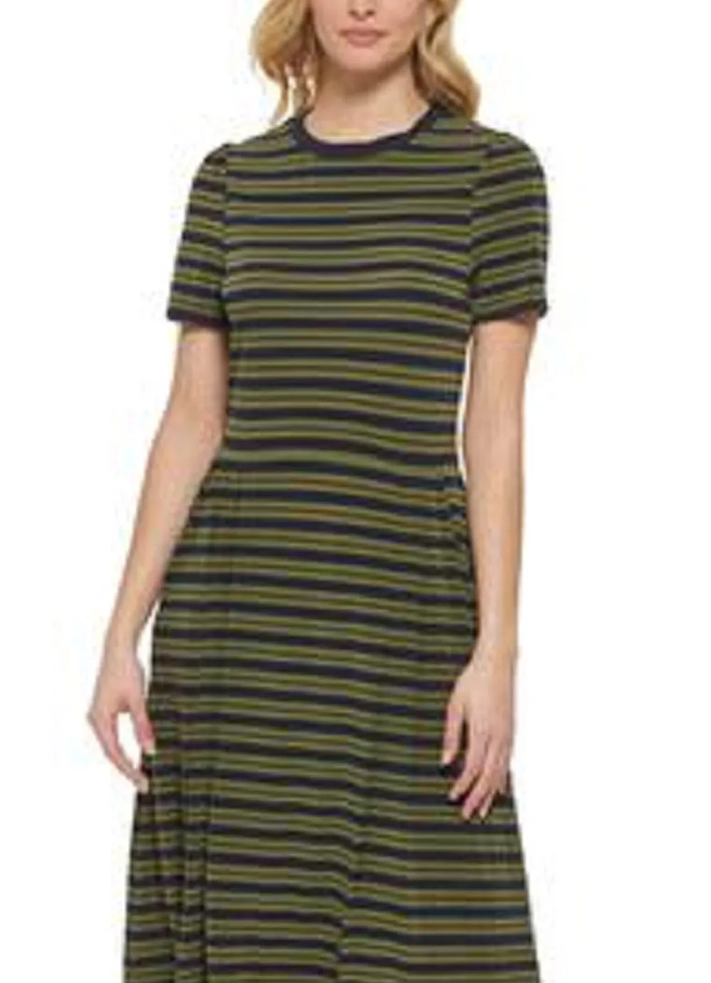 Tommy Hilfiger Women's Collegiate Stripe Midi Dress Green Size 14