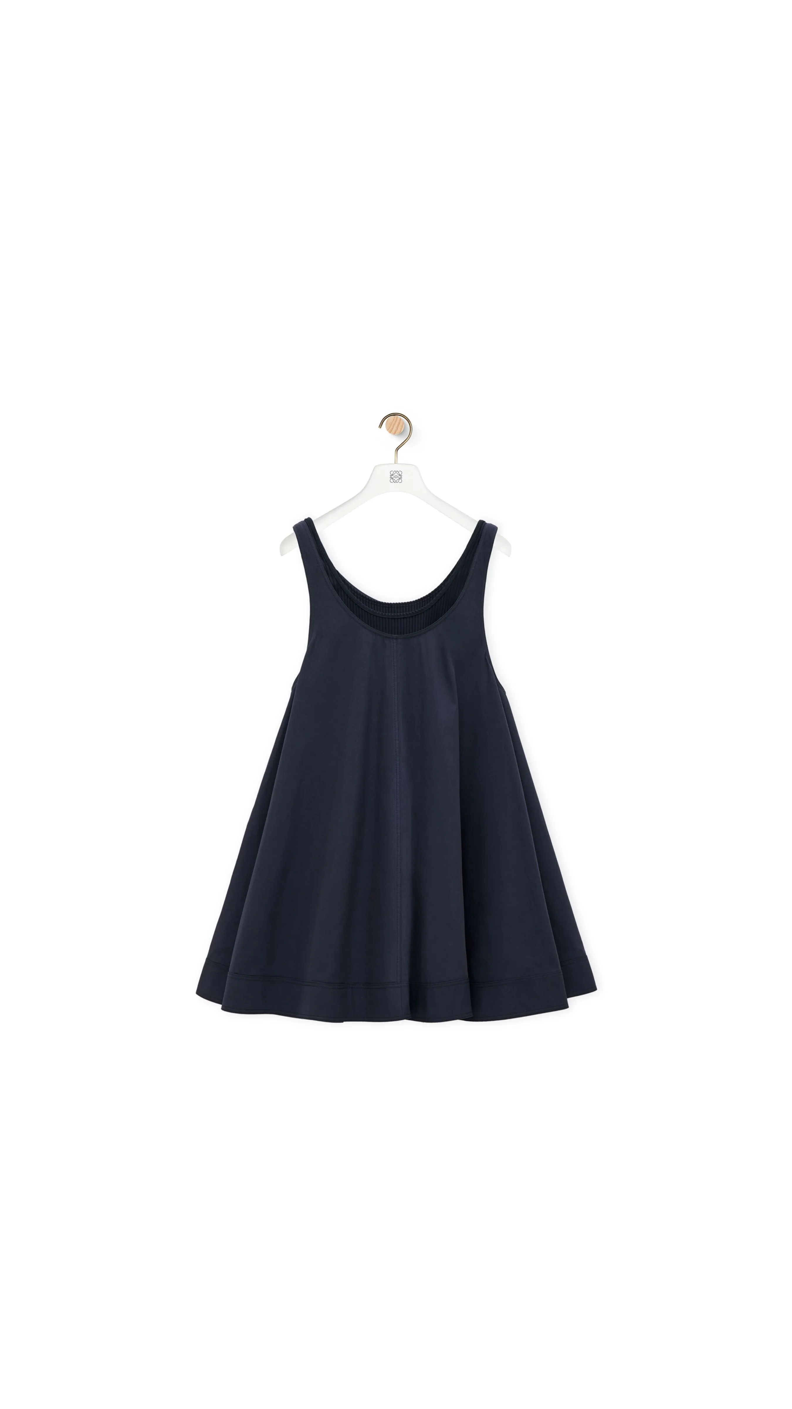 Trapeze Dress In Cotton And Silk - Midnight Blue