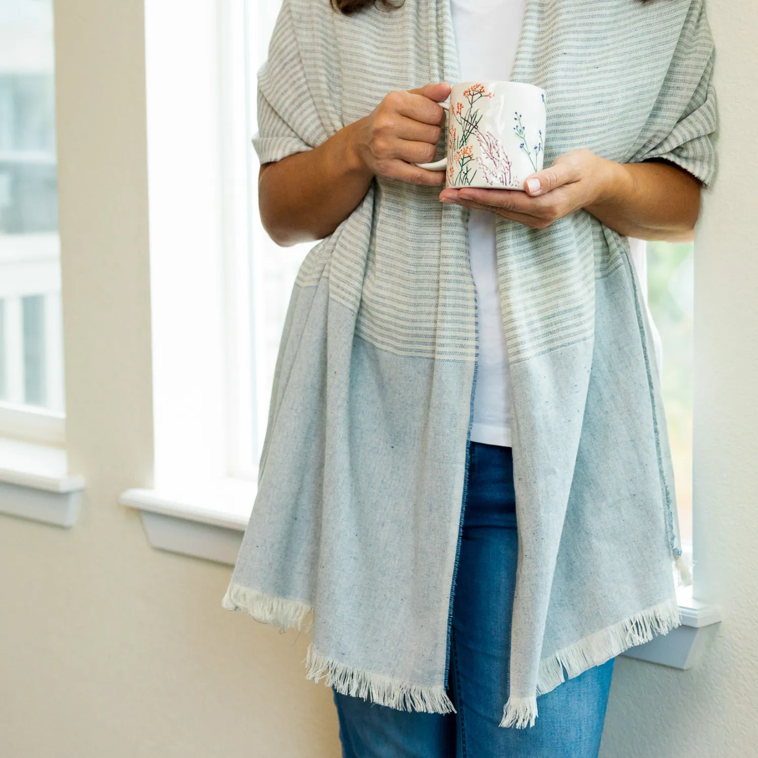 Upcycled Soft Denim Fiber Shawl