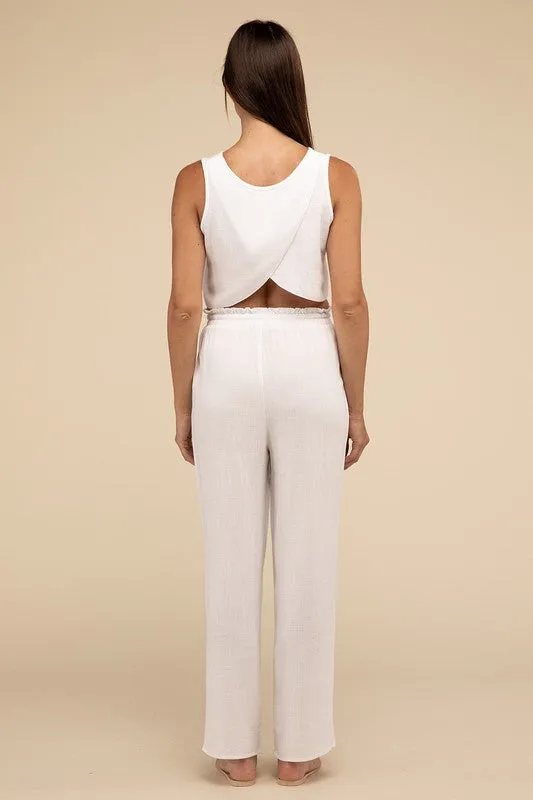 Vacay D-Linen Blended Top and Pants Set