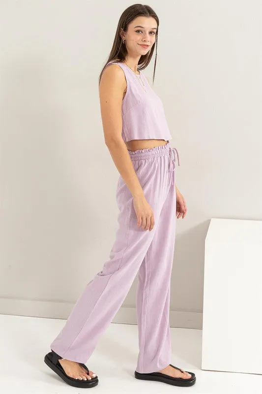 Vacay D-Linen Blended Top and Pants Set