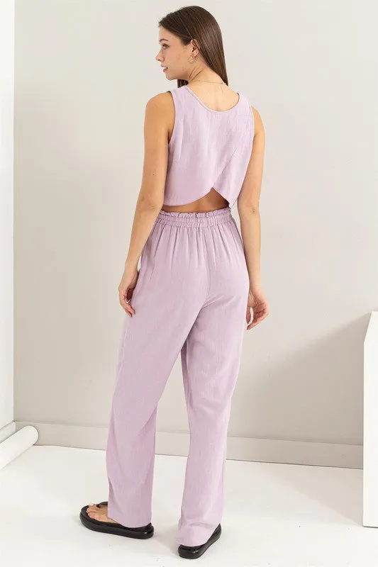 Vacay D-Linen Blended Top and Pants Set