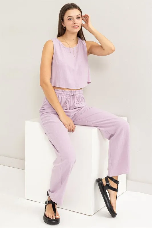 Vacay D-Linen Blended Top and Pants Set