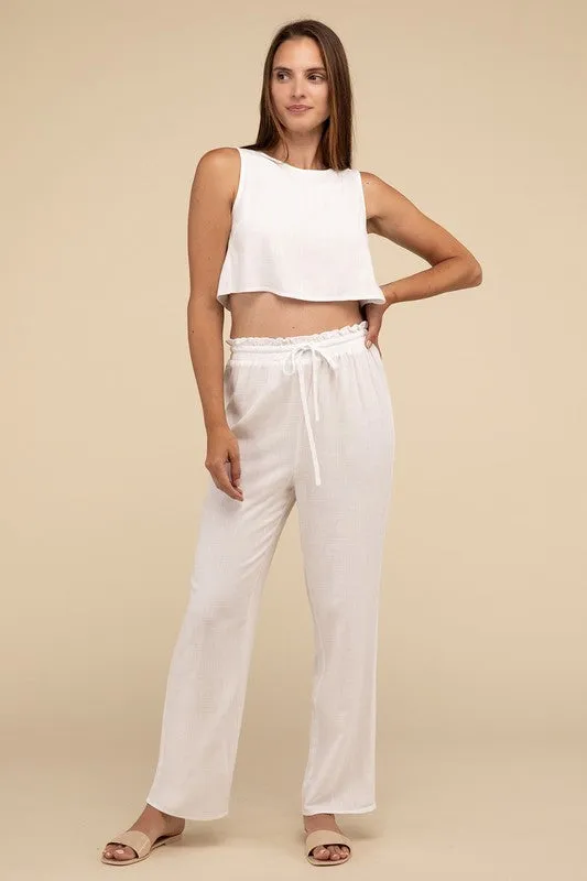 Vacay D-Linen Blended Top and Pants Set