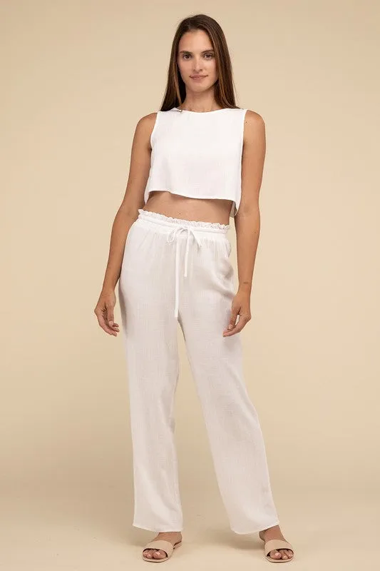 Vacay D-Linen Blended Top and Pants Set