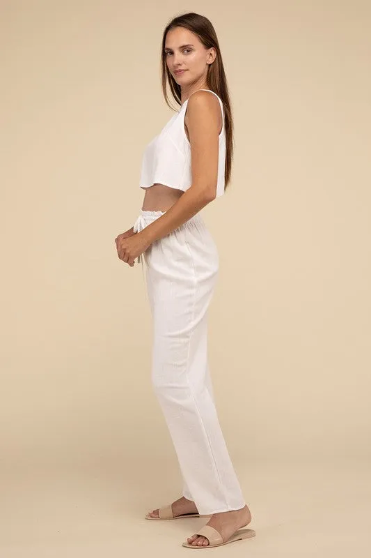 Vacay D-Linen Blended Top and Pants Set