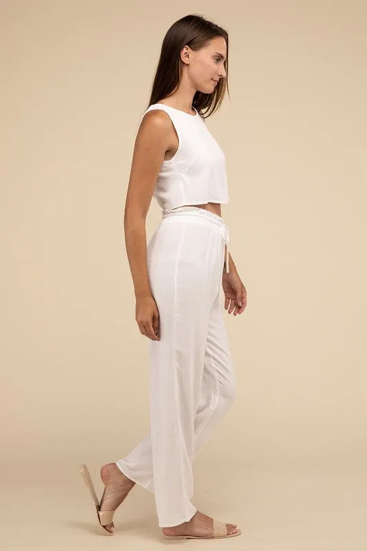 Vacay D-Linen Blended Top and Pants Set