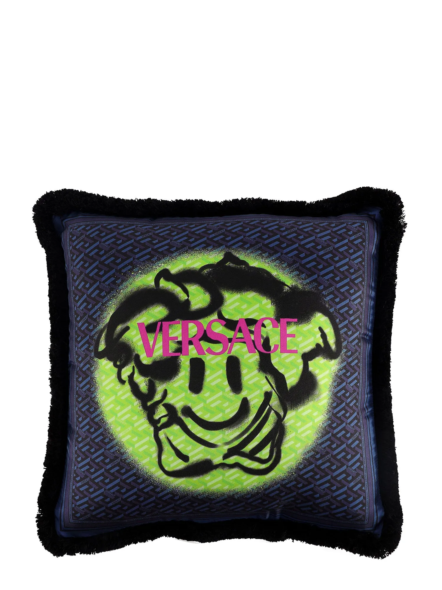 Versace Barocco Pattern Frayed Edge Cushion