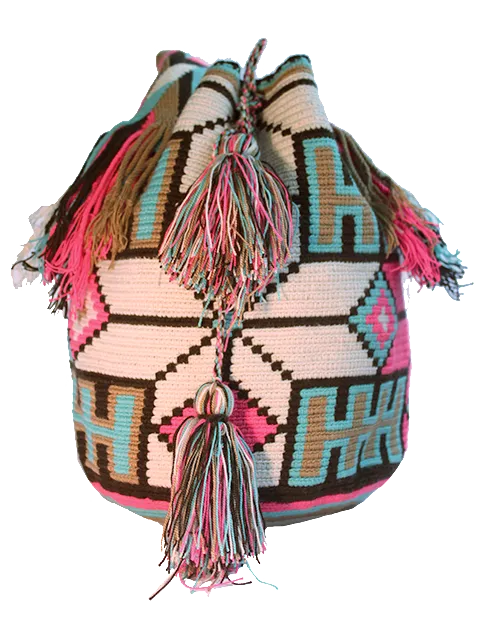 Wayuu Crossbody Mochila Bag - Pink & Teal