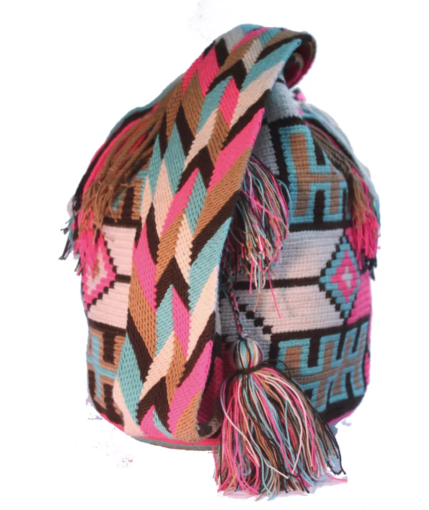 Wayuu Crossbody Mochila Bag - Pink & Teal