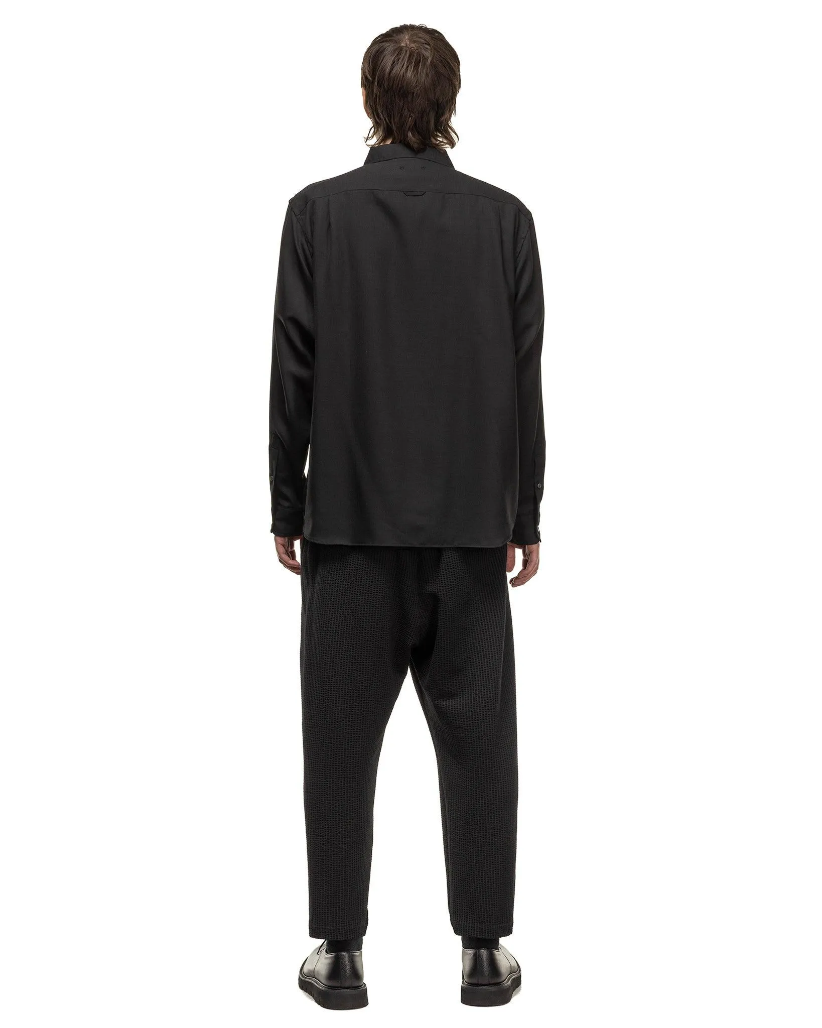 Wool Twill Pullover Shirt Black