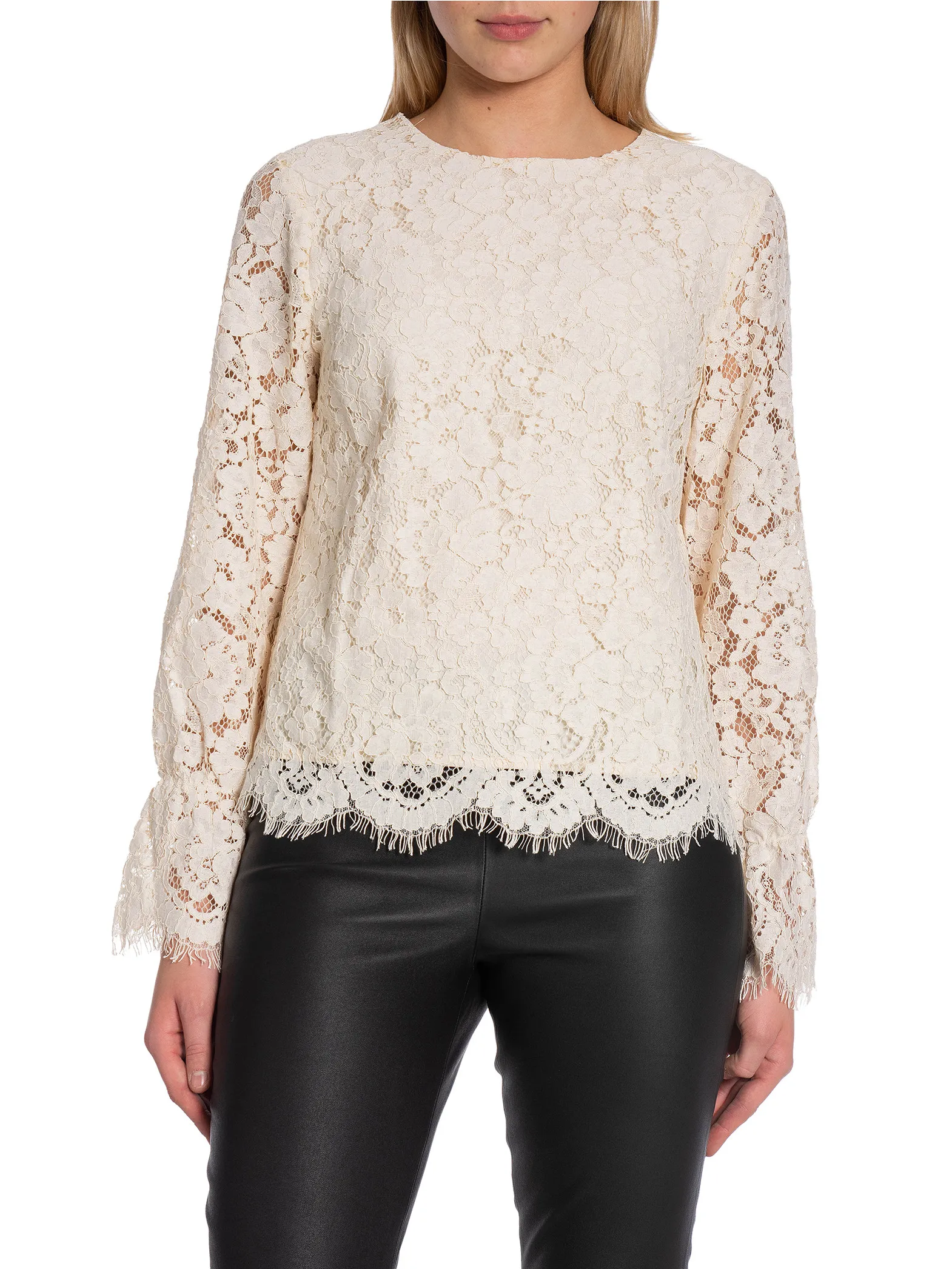 Y.A.S TOP YASPERLA LS LACE WHITECAP GRAY