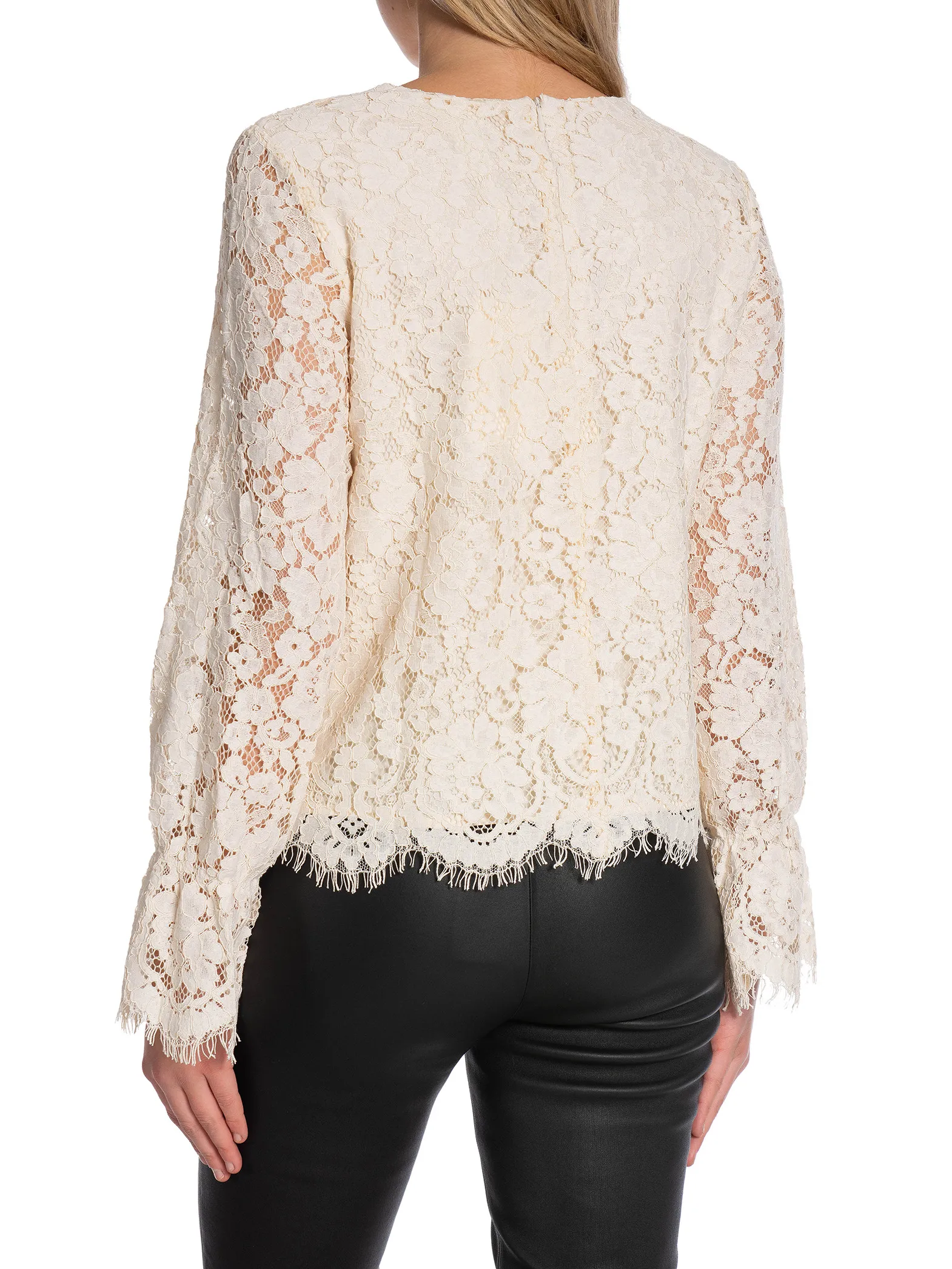 Y.A.S TOP YASPERLA LS LACE WHITECAP GRAY